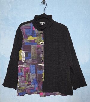 Habitat Tunic Top Button Front Pucker Weave MEDIUM ART TO WEAR LAGANLOOK 90s 80s